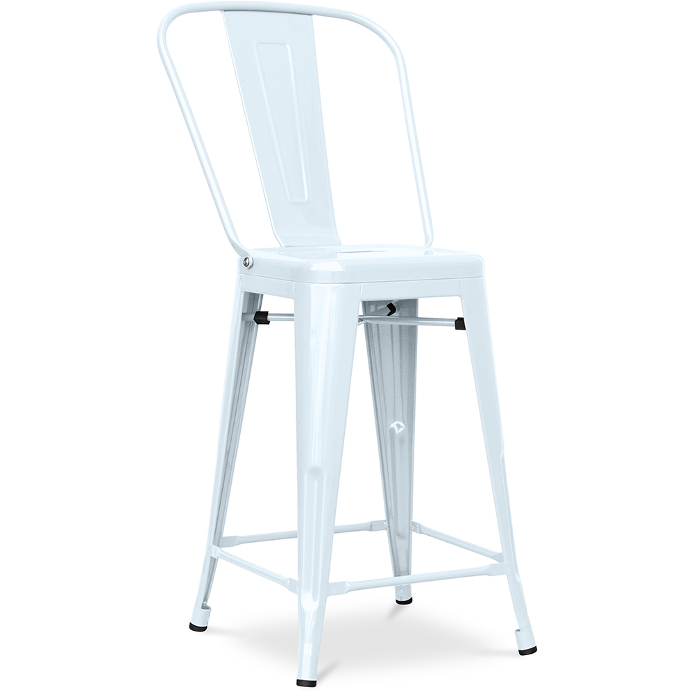  Buy Bistrot Metalix square bar stool with backrest - 60cm Grey blue 58410 - in the UK