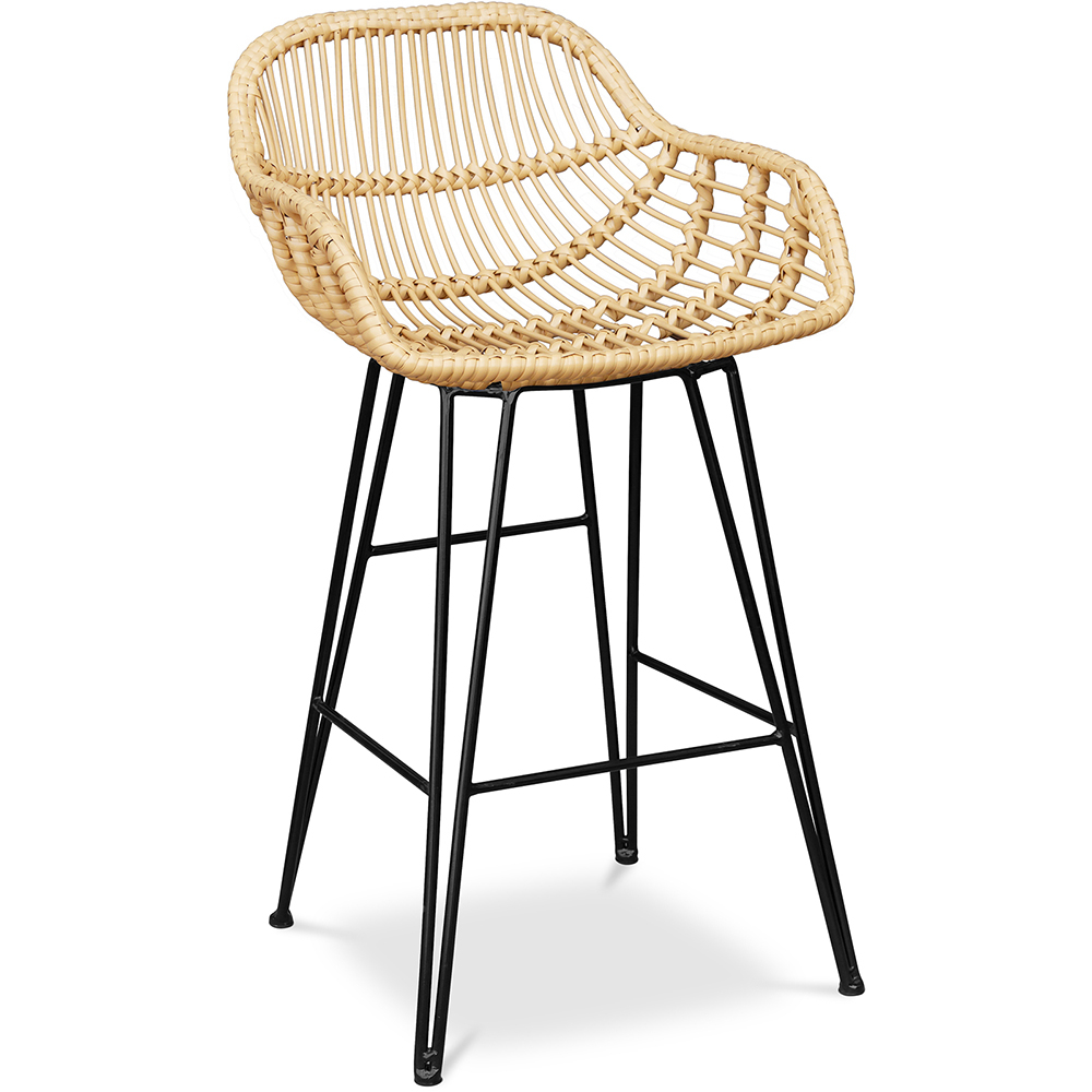  Buy Synthetic wicker bar stool 65cm - Magony Natural wood 59881 - in the UK