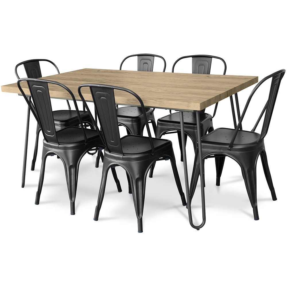  Buy Hairpin 150x90 Dining Table + X6 Bistrot Metalix Chair Black 59922 - in the UK