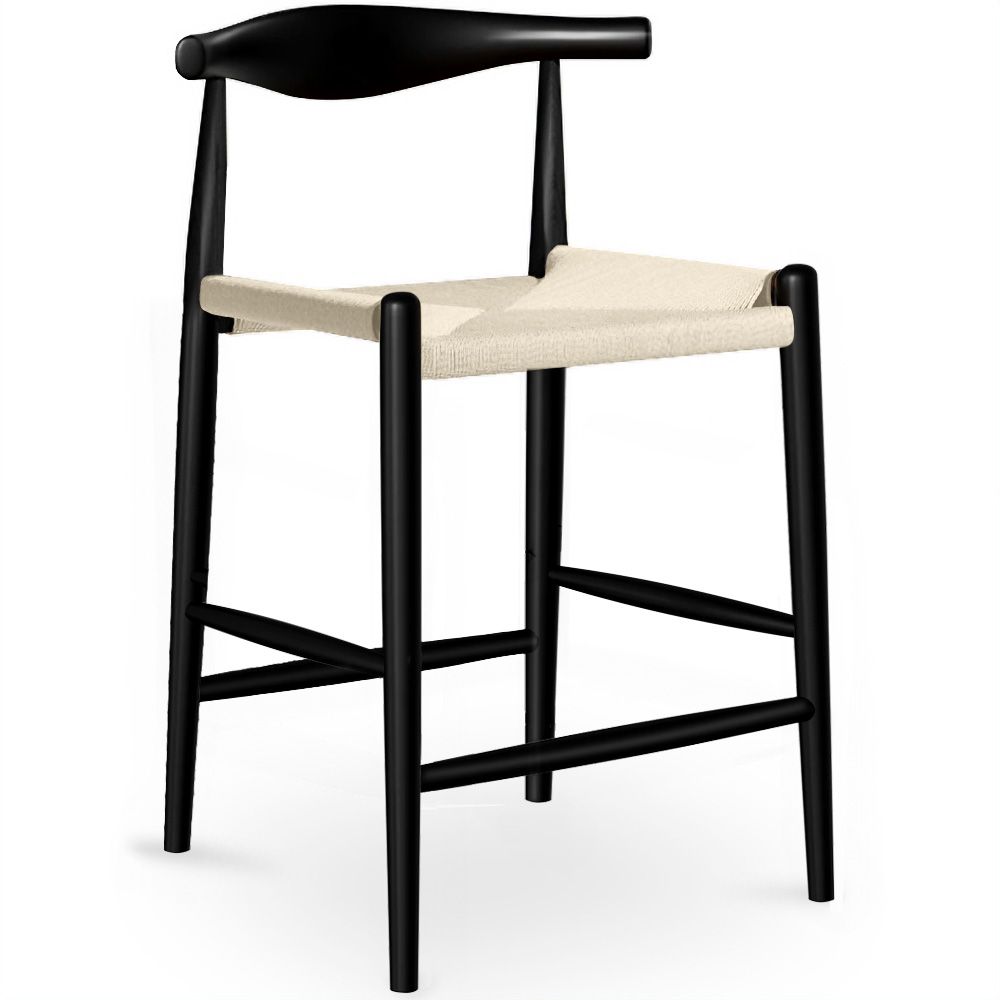  Buy Rope Design Bar Stool Boho Bali - 65cm - Wood Black 59882 - in the UK