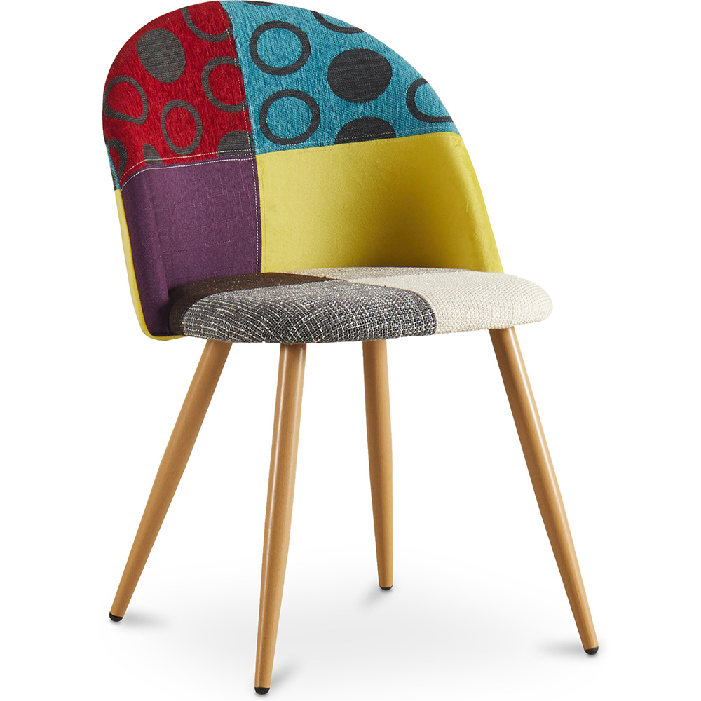  Buy Dining Chair Accent Patchwork Upholstered Scandi Retro Design Wooden Legs - Bennett Jay Multicolour 59935 - in the UK