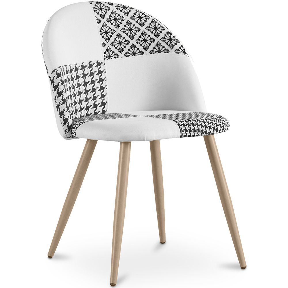  Buy Dining Chair - Upholstered in Black and White Patchwork - Bennett White / Black 59937 - in the UK