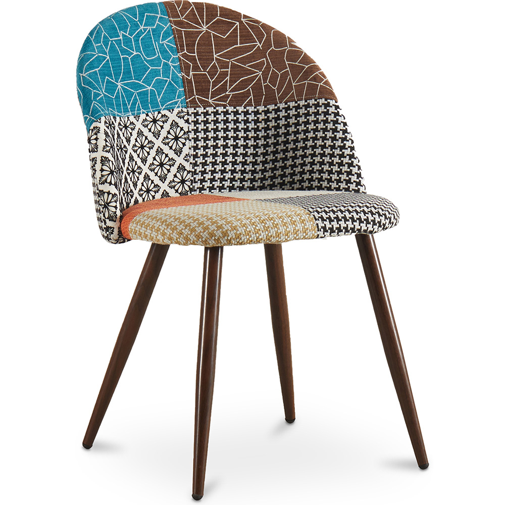  Buy Dining Chair Accent Patchwork Upholstered Scandi Retro Design Dark Wooden Legs - Bennett Amy Multicolour 59938 - in the UK