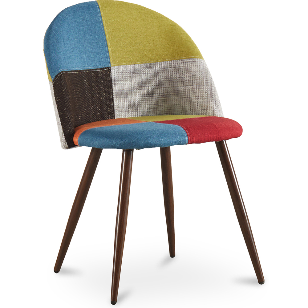  Buy Dining Chair Accent Patchwork Upholstered Scandi Retro Design Dark Wooden Legs - Bennett Fiona Multicolour 59939 - in the UK