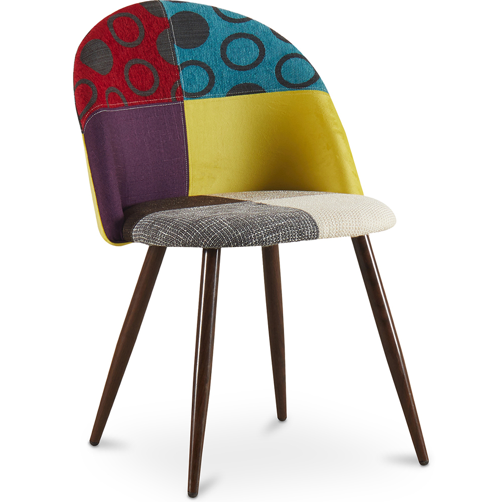  Buy Dining Chair Accent Patchwork Upholstered Scandi Retro Design Dark Wooden Legs - Bennett Jay Multicolour 59940 - in the UK