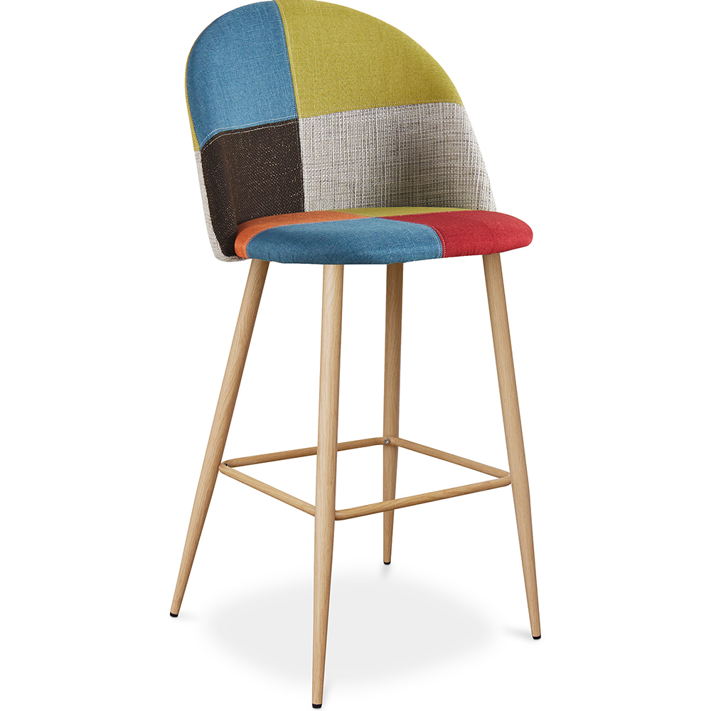  Buy Patchwork Upholstered Stool - Scandinavian Style - Bennett Multicolour 59944 - in the UK