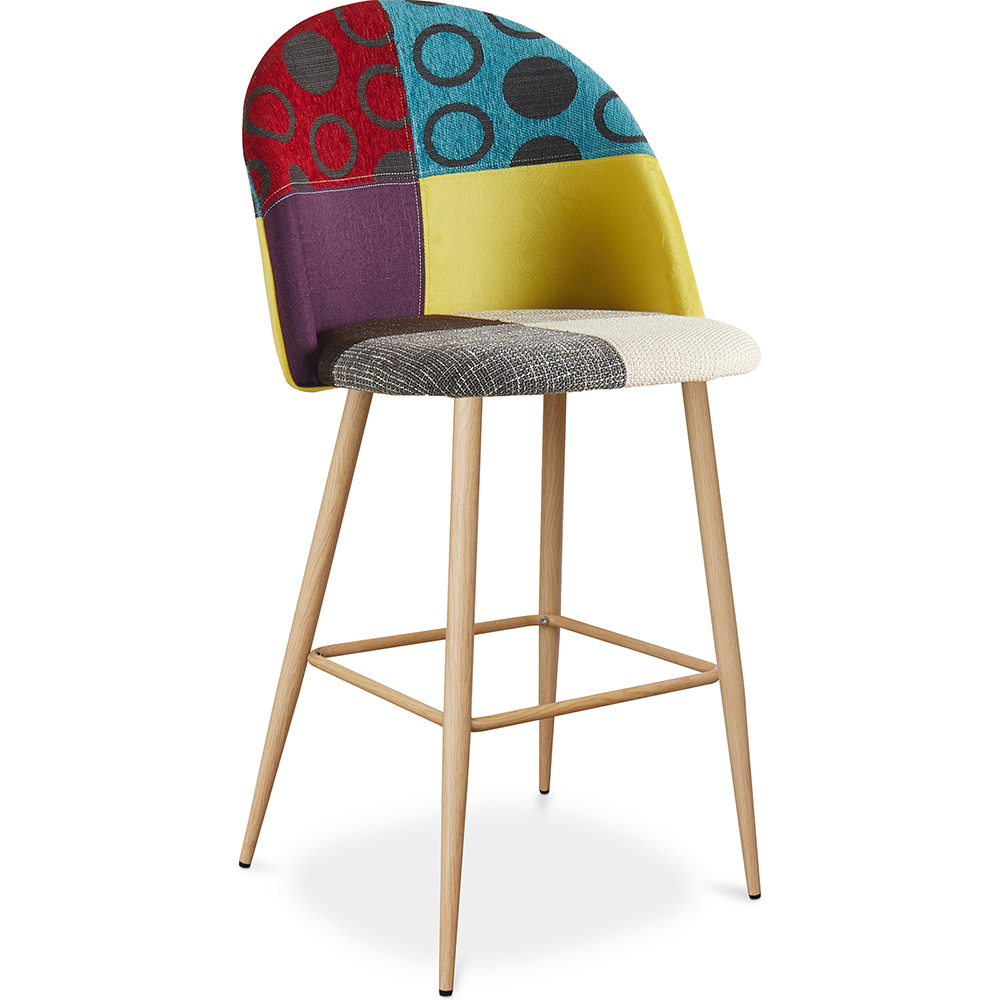  Buy Patchwork Upholstered Stool - Scandinavian Style - Bennett Multicolour 59945 - in the UK
