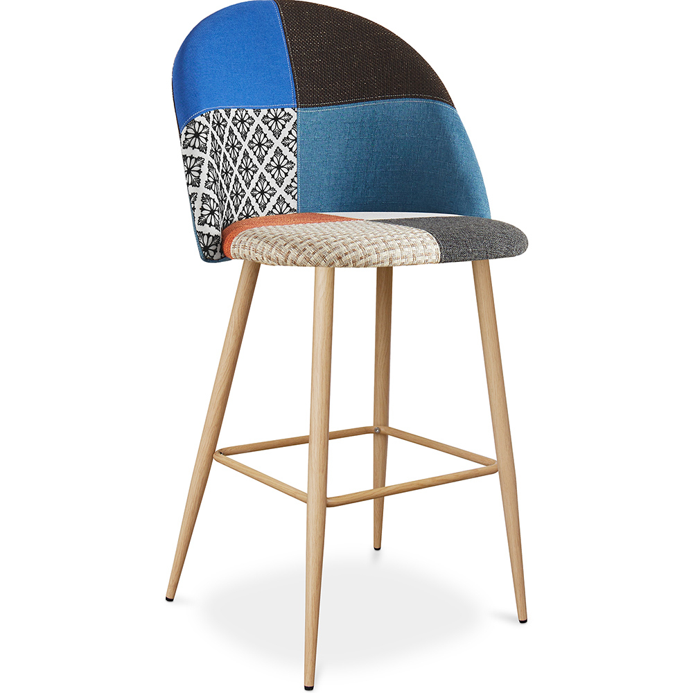  Buy Patchwork Upholstered Stool - Scandinavian Style - Bennett Multicolour 59946 - in the UK