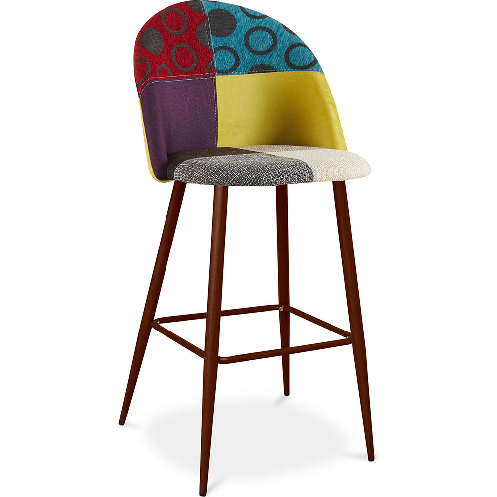  Buy Patchwork Upholstered Bar Stool Scandinavian Design with Dark Metal Legs - Bennett Jay Multicolour 59950 - in the UK