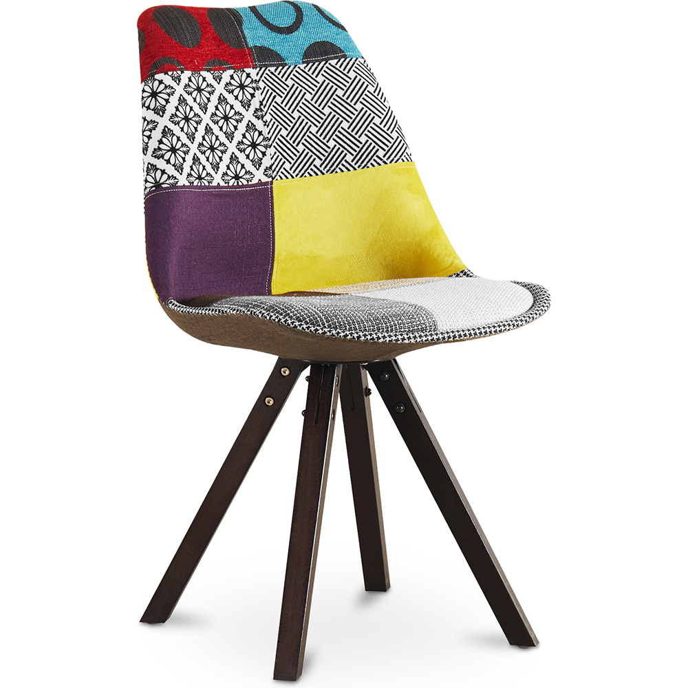  Buy Dining Chair Brielle Upholstered Scandi Design Dark Wooden Legs Premium - Patchwork Jay Multicolour 59957 - in the UK