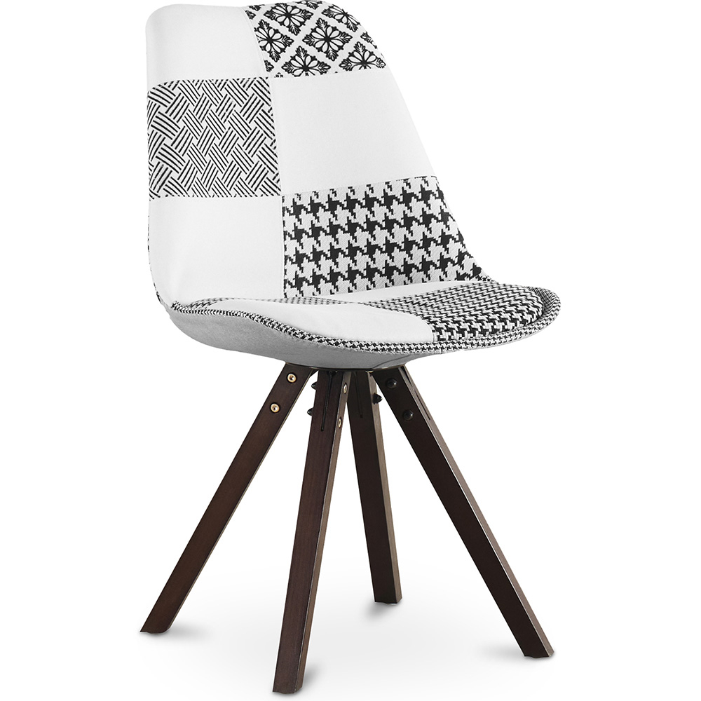  Buy Dining Chair Brielle Upholstered Scandi Design Dark Wooden Legs Premium - Patchwork Max White / Black 59959 - in the UK