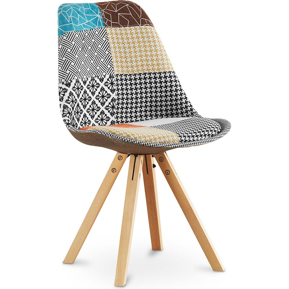  Buy Dining Chair Brielle Upholstered Scandi Design Wooden Legs Premium - Patchwork Amy Multicolour 59960 - in the UK
