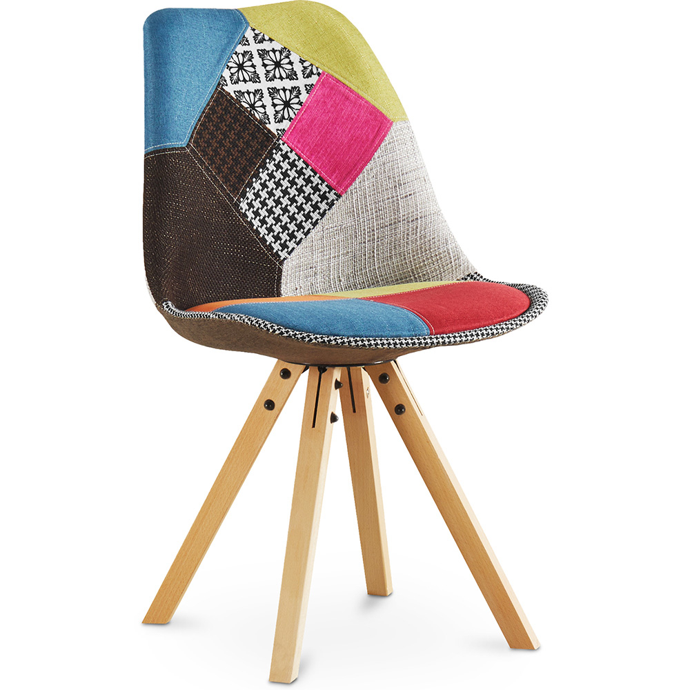  Buy Dining Chair Brielle Upholstered Scandi Design Wooden Legs Premium - Patchwork Fiona Multicolour 59961 - in the UK