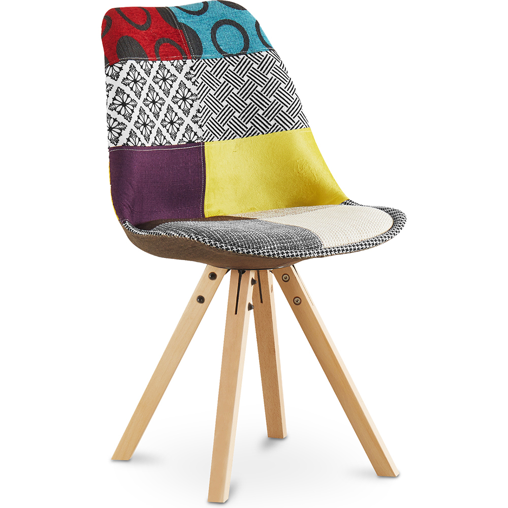  Buy Dining Chair Brielle Upholstered Scandi Design Wooden Legs Premium - Patchwork Jay Multicolour 59962 - in the UK