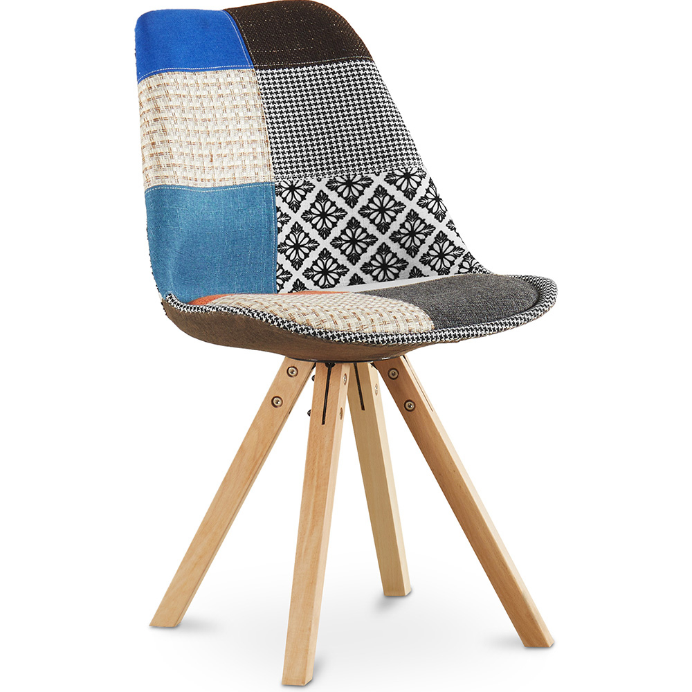  Buy Dining Chair Brielle Upholstered Scandi Design Wooden Legs Premium - Patchwork Piti Multicolour 59963 - in the UK