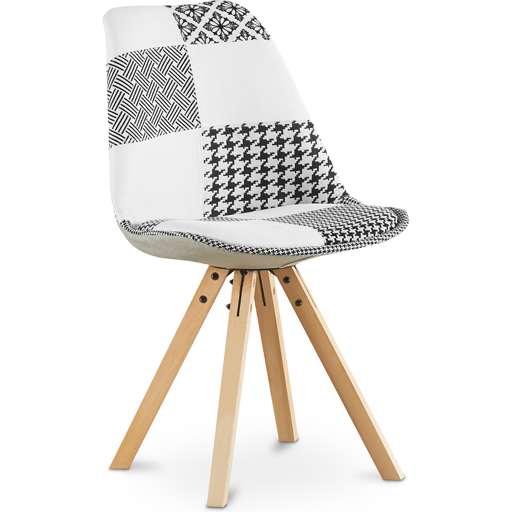  Buy Dining Chair Brielle Upholstered Scandi Design Wooden Legs Premium - Patchwork Max White / Black 59964 - in the UK