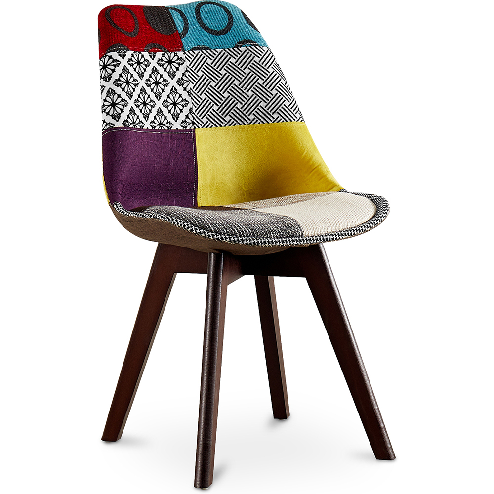  Buy Dining Chair Brielle Upholstered Scandi Design Dark Wooden Legs Premium New Edition - Patchwork Jay Multicolour 59967 - in the UK