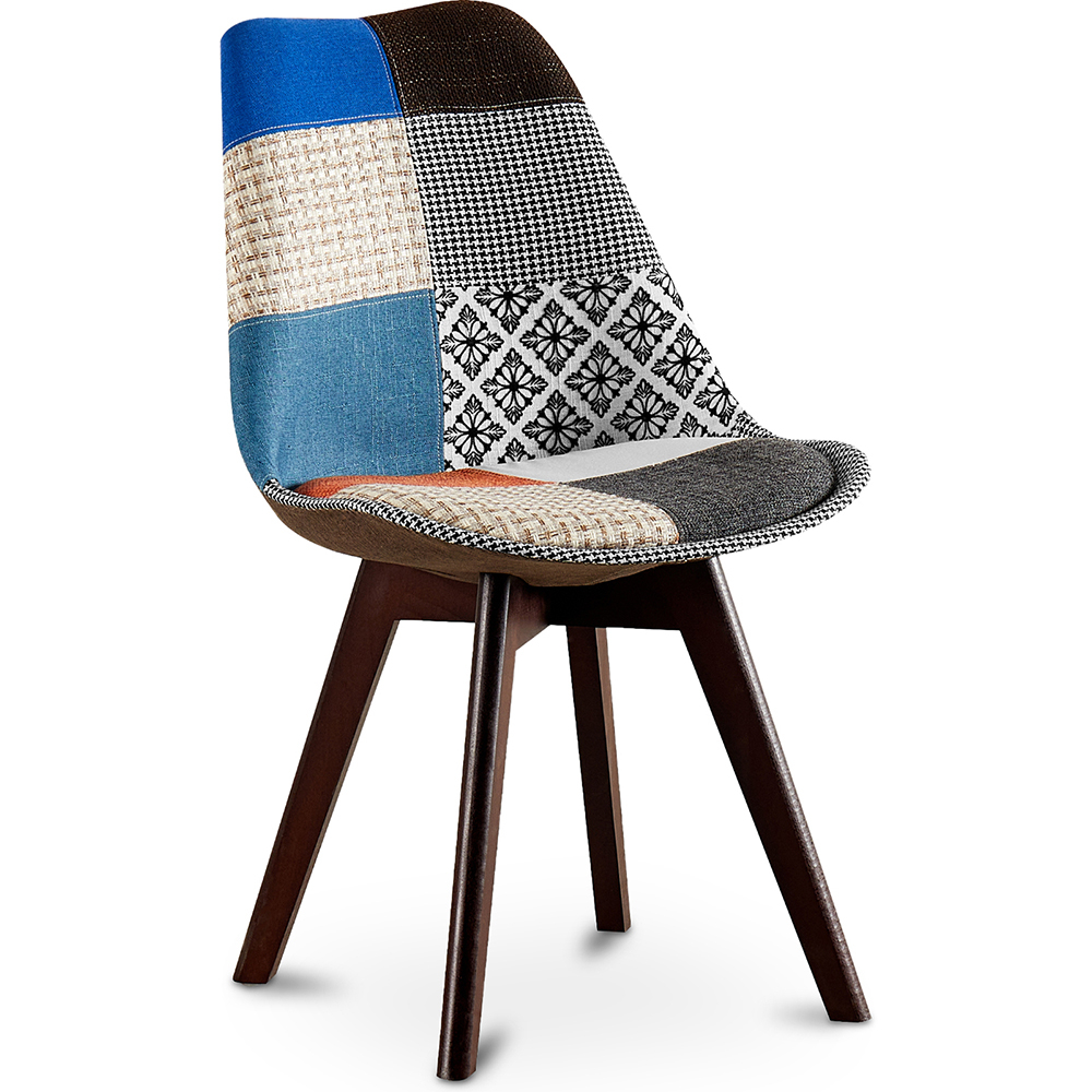  Buy Dining Chair Brielle Upholstered Scandi Design Dark Wooden Legs Premium New Edition - Patchwork Piti Multicolour 59968 - in the UK