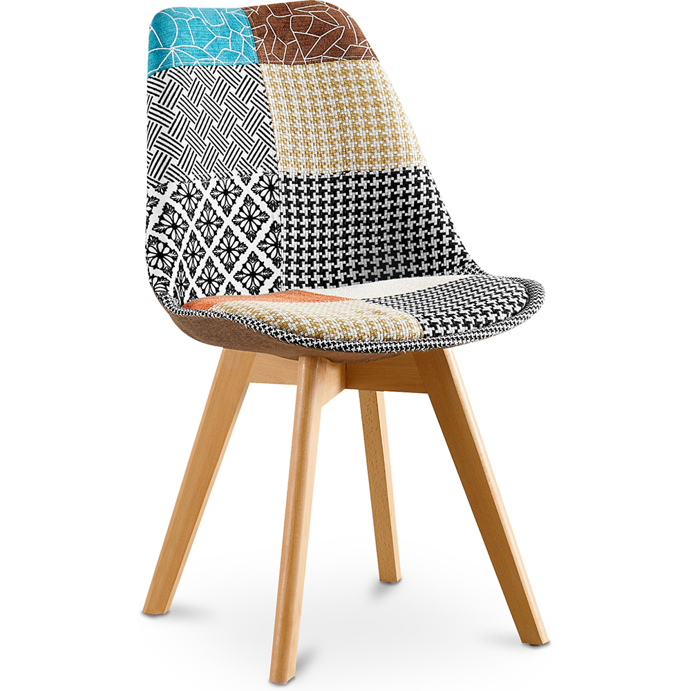  Buy Dining Chair Brielle Upholstered Scandi Design Wooden Legs Premium New Edition - Patchwork Amy Multicolour 59970 - in the UK