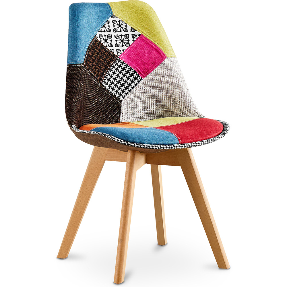  Buy Dining Chair Brielle Upholstered Scandi Design Wooden Legs Premium New Edition - Patchwork Fiona Multicolour 59971 - in the UK