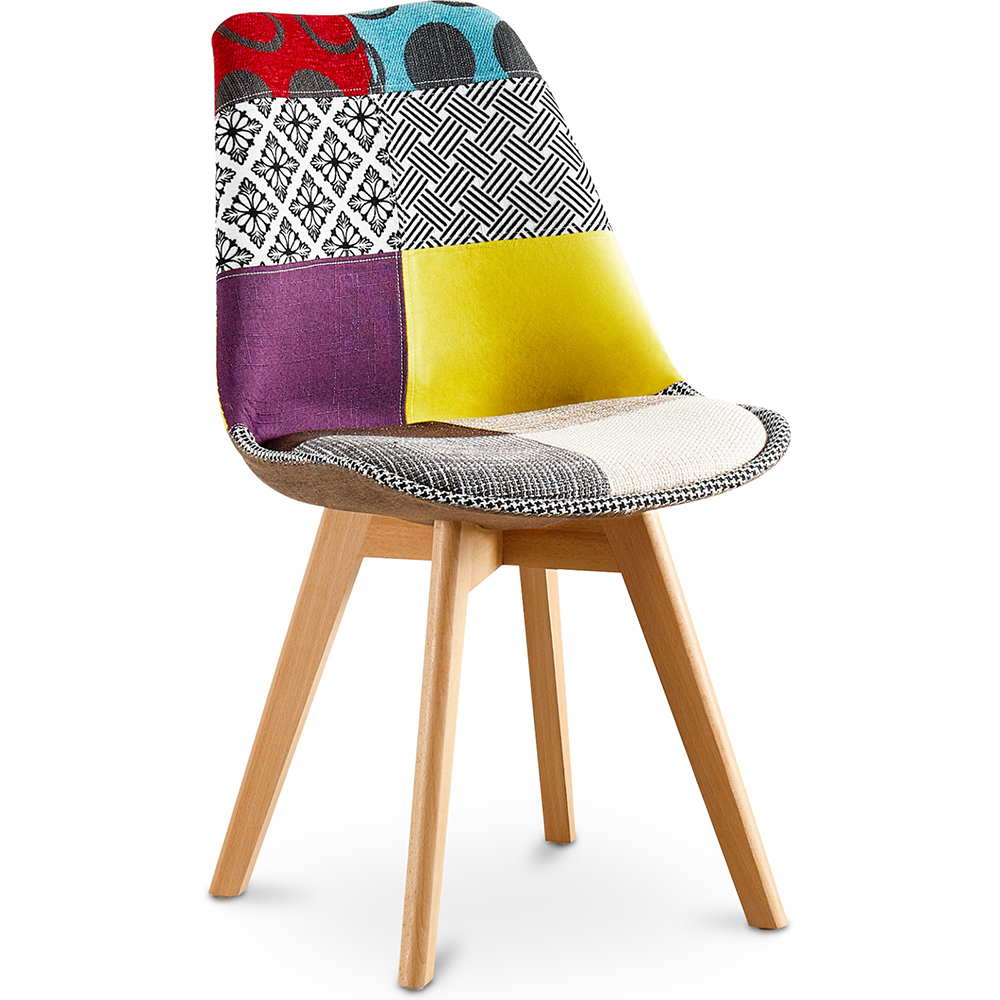  Buy Dining Chair Brielle Upholstered Scandi Design Wooden Legs Premium New Edition - Patchwork Jay Multicolour 59972 - in the UK