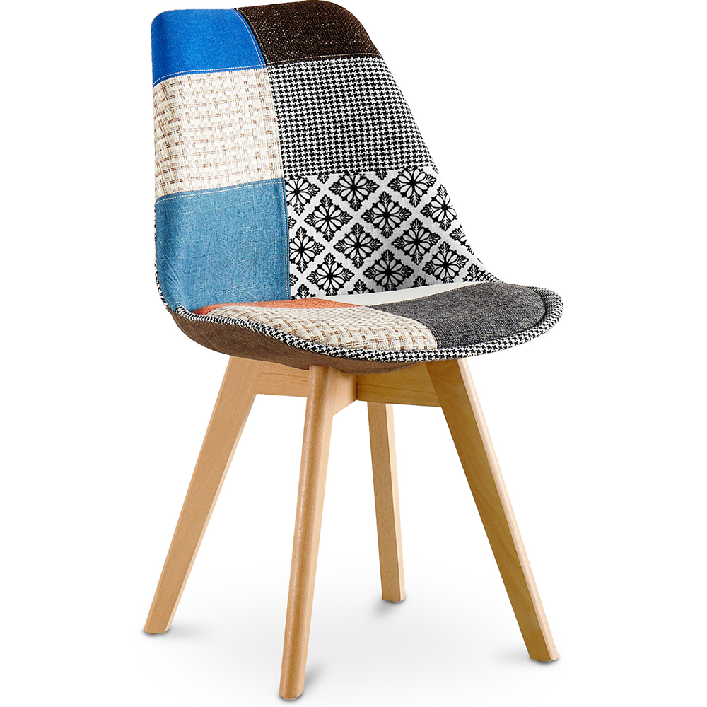  Buy Dining Chair Brielle Upholstered Scandi Design Wooden Legs Premium New Edition - Patchwork Piti Multicolour 59973 - in the UK