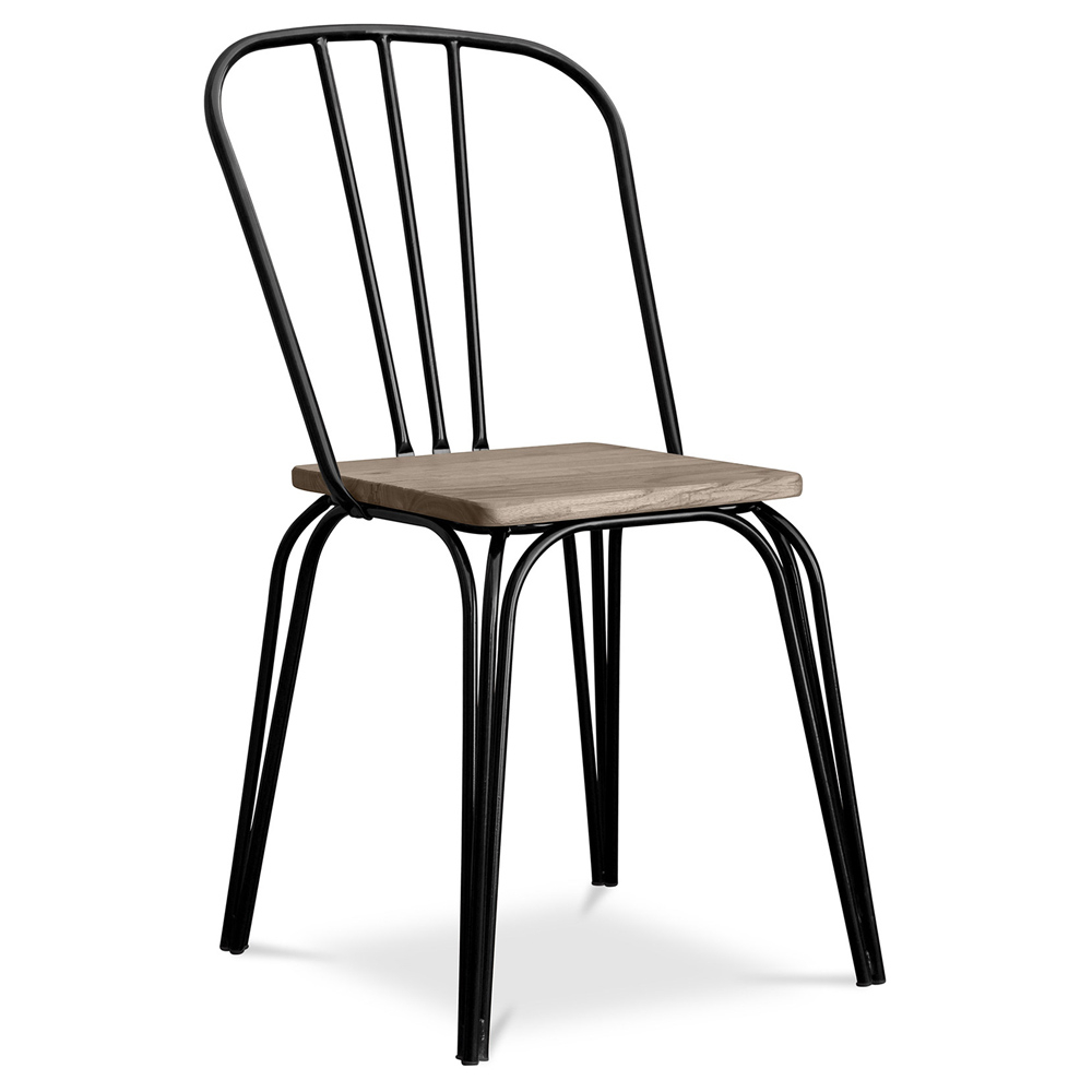  Buy Industrial Style Metal and Light Wood Chair - Gillet Black 59989 - in the UK
