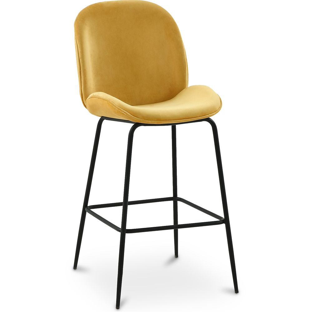  Buy Bar Stool Accent Velvet Upholstered Retro Design - Elias Mustard 59997 - in the UK