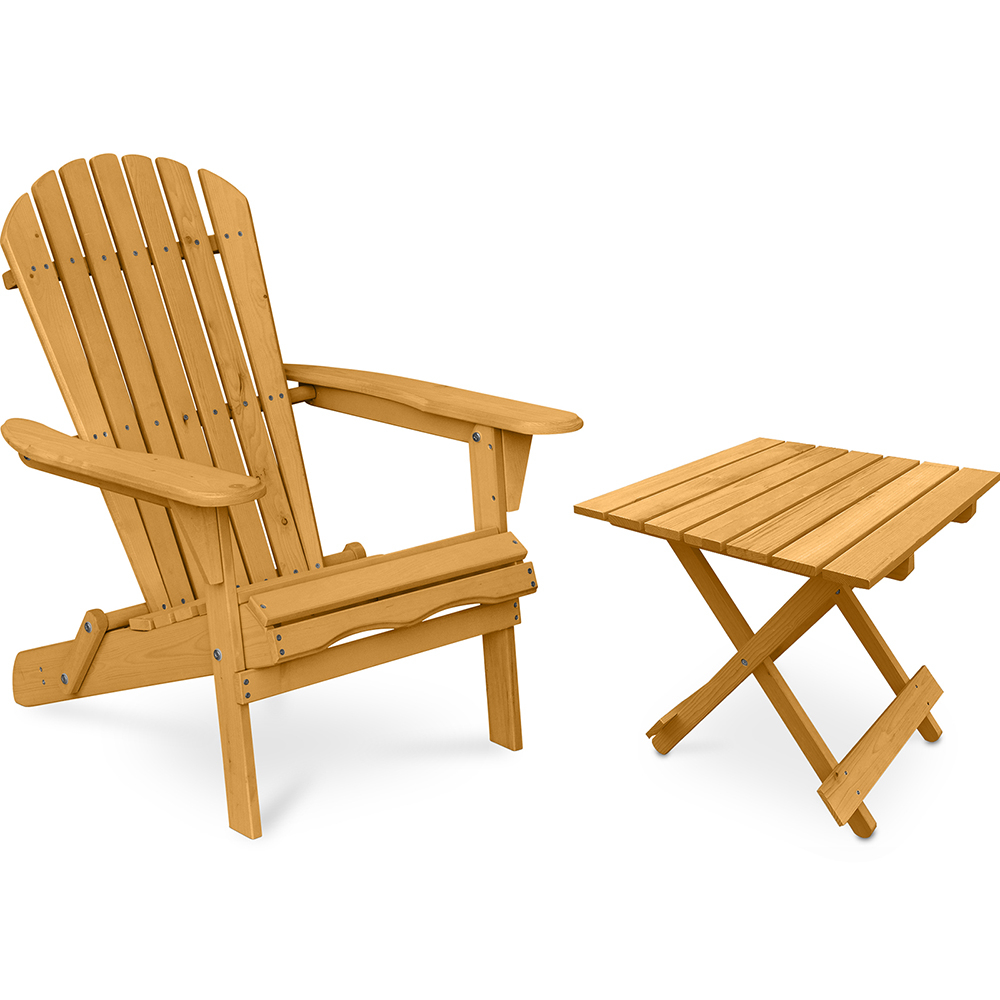  Buy Garden Chair + Table Adirondack Wood Outdoor Furniture Set - Anela Natural wood 60008 - in the UK