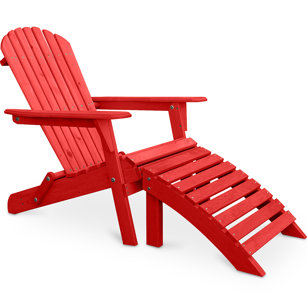  Buy Adirondack long Chair + Footrest Wood Outdoor Furniture Set - Anela Red 60009 - in the UK