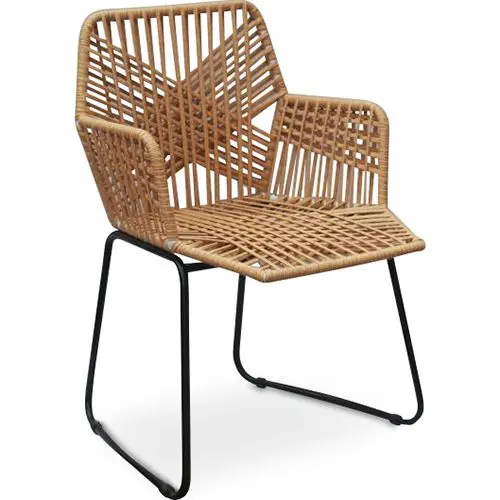  Buy Garden Dining Chair Design Boho Bali Rattan Synthetic - Zane Black 60015 - in the UK