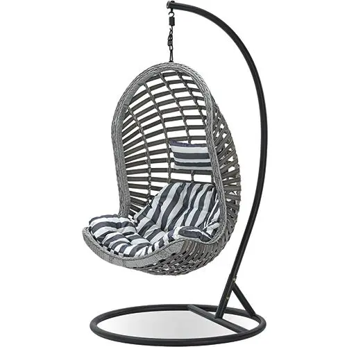  Buy Hanging Garden Chair Rattan Synthetic Design Boho Bali Egg Style - Etania Grey 60017 - in the UK