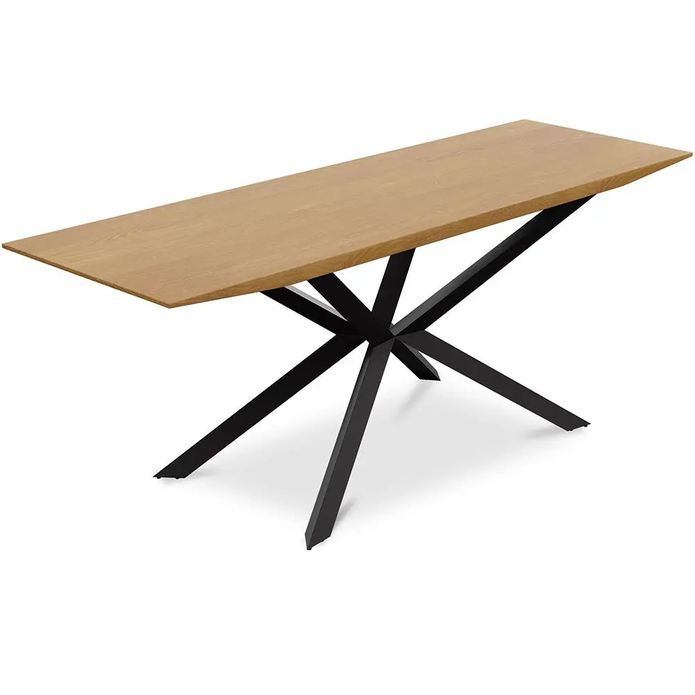  Buy Dining Table 220 cm Rectangular Industrial Design – Wood & Black Metal – 6/8 Seats – Holh Natural wood 60019 - in the UK