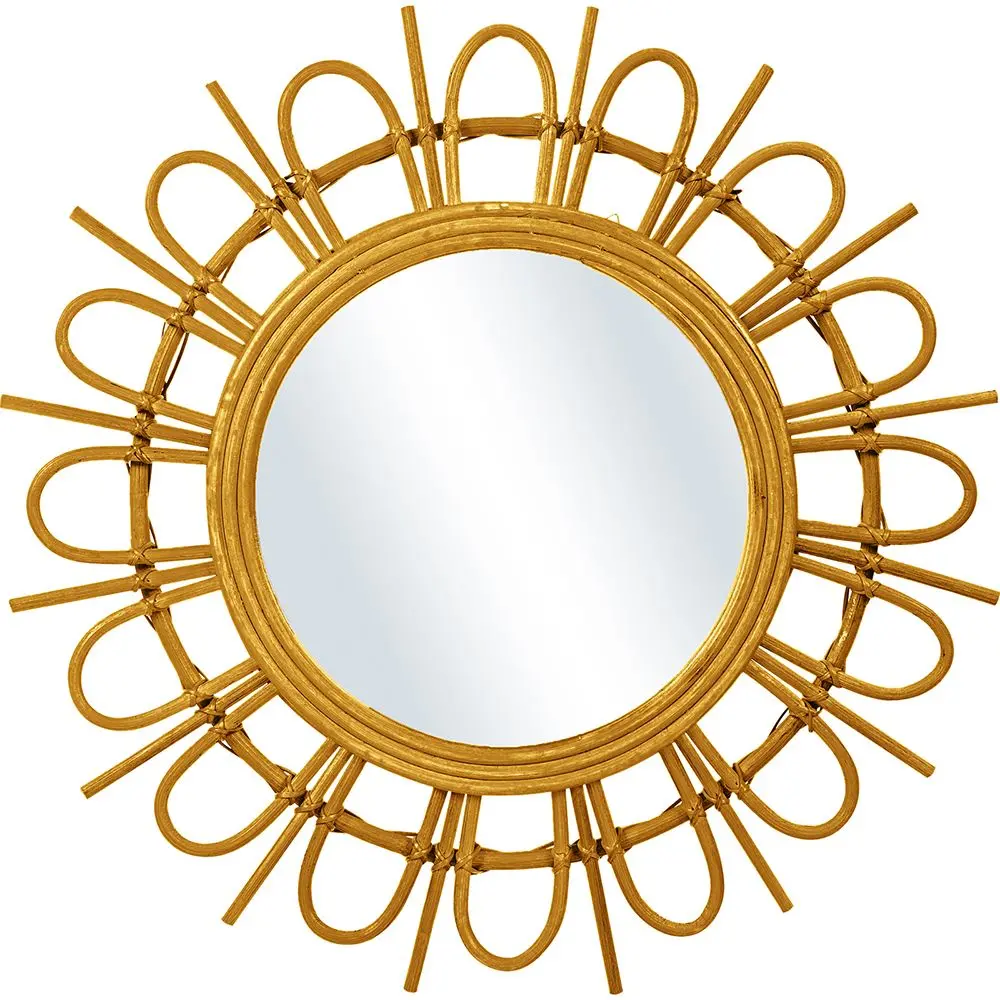  Buy Wall Mirror - Boho Bali Round Design (60 cm) - Uli Natural wood 60053 - in the UK