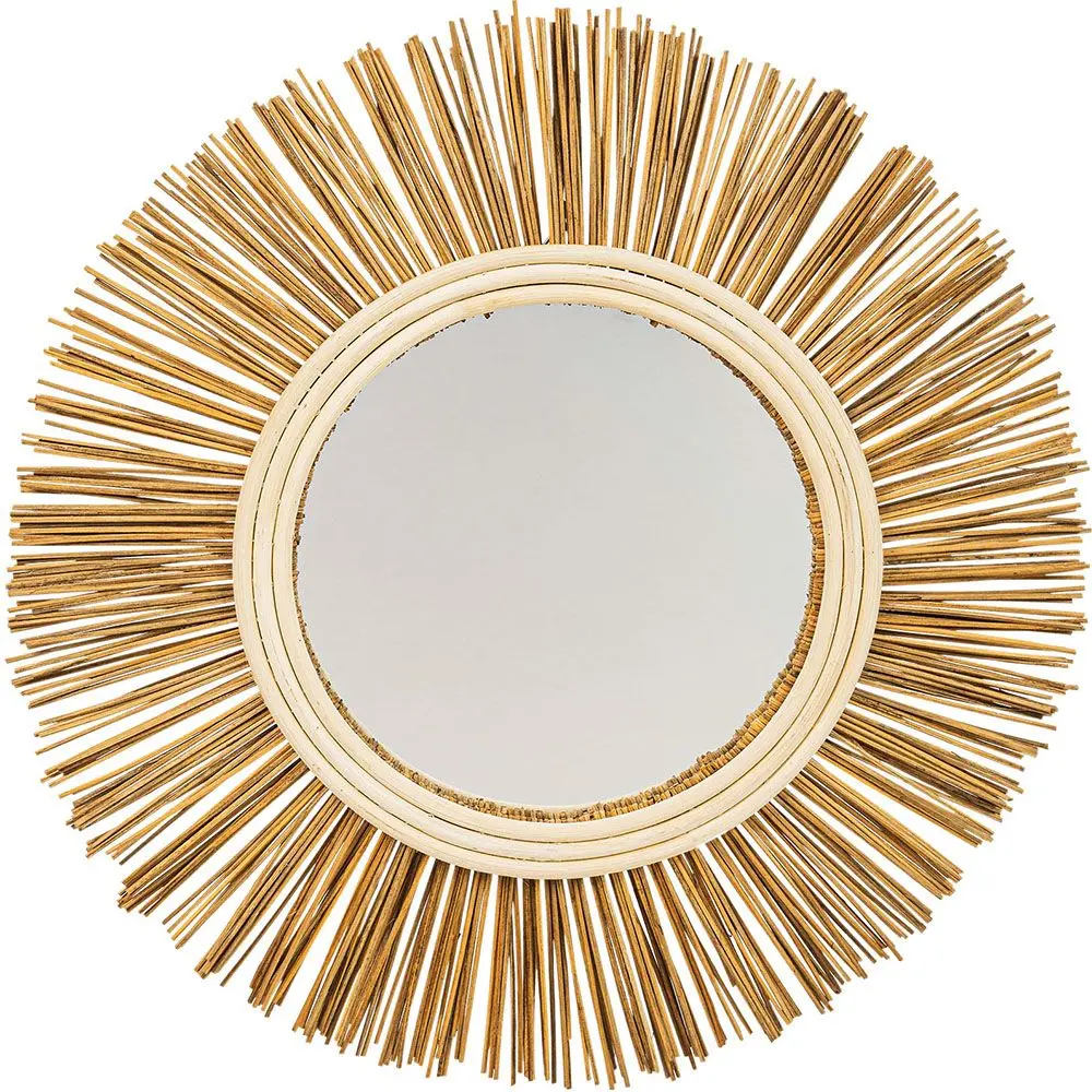  Buy Wall Mirror - Boho Bali Round Design (60 cm) - Tera Natural wood 60055 - in the UK