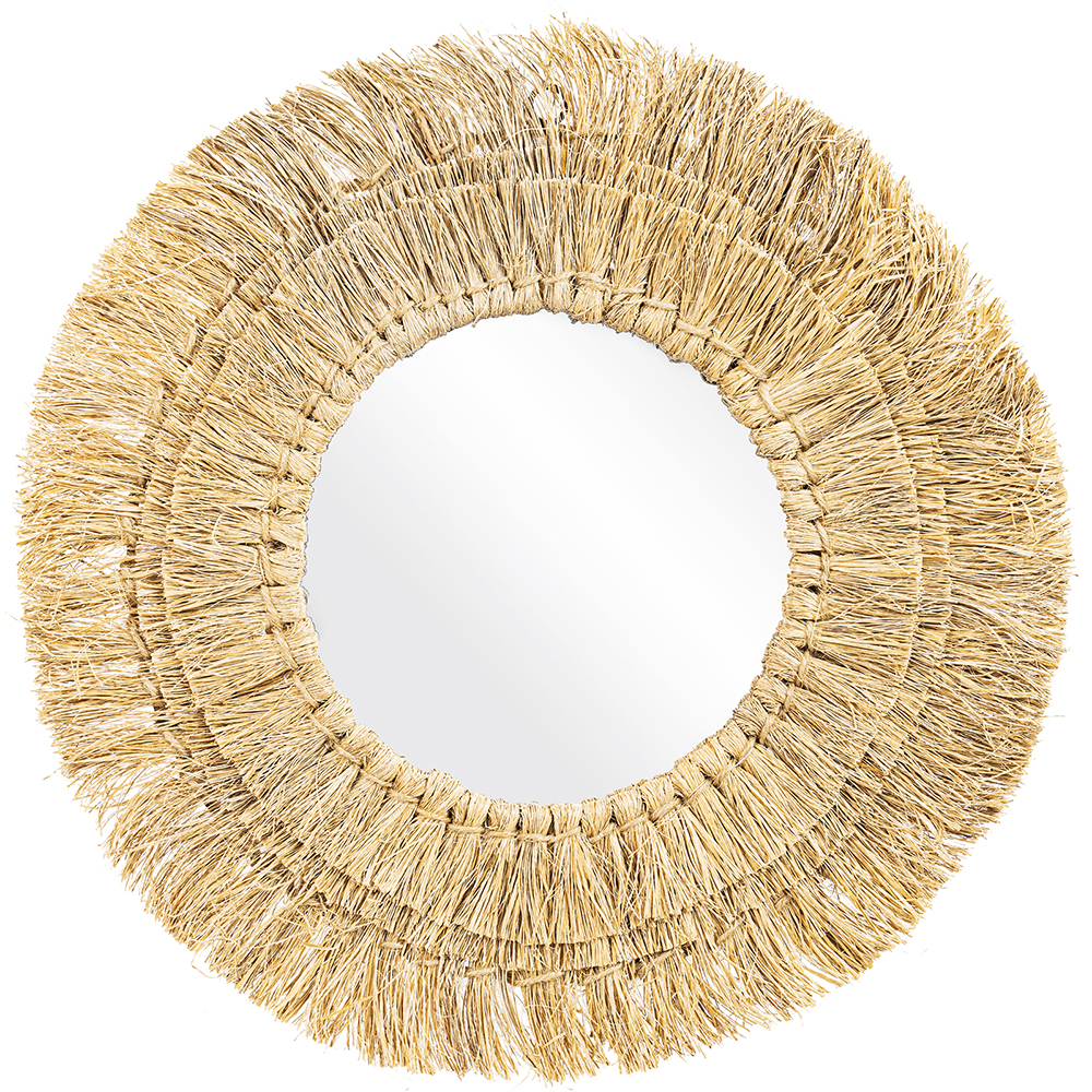  Buy Wall Mirror - Boho Bali Round Design (60 cm) - Qui Natural wood 60056 - in the UK