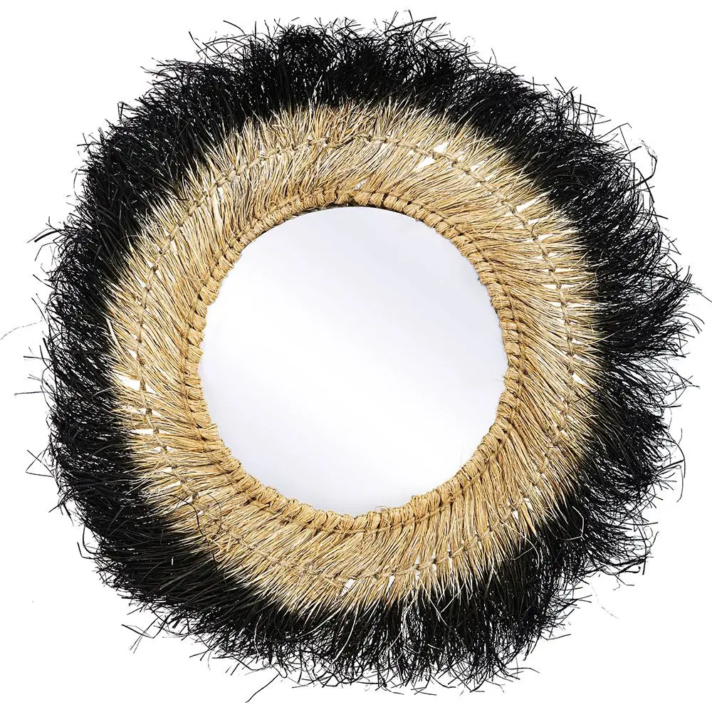  Buy Wall Mirror - Boho Bali Round Design (60 cm) - Melu Natural wood 60059 - in the UK