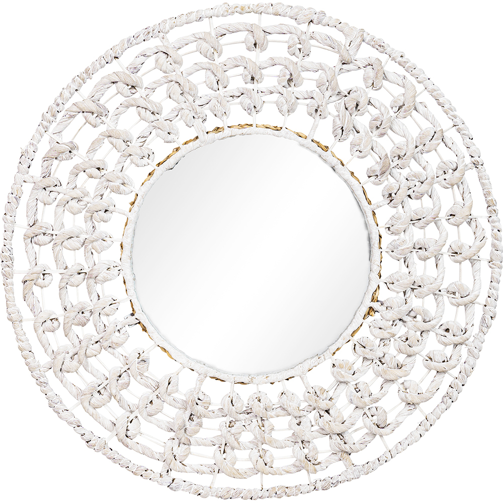  Buy Wall Mirror - Boho Bali Round Design (60 cm) - Chiua White 60060 - in the UK