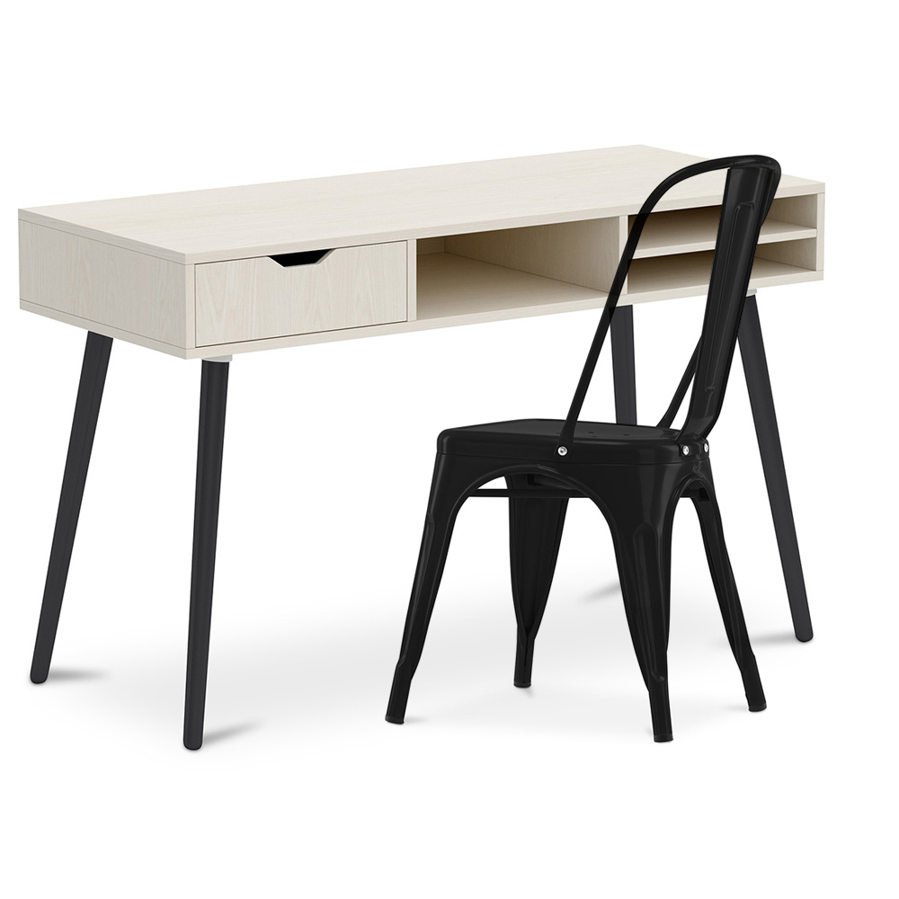  Buy Desk Table Wooden Design Scandinavian Style Viggo + Bistrot Metalix Chair New edition Black 60065 - in the UK