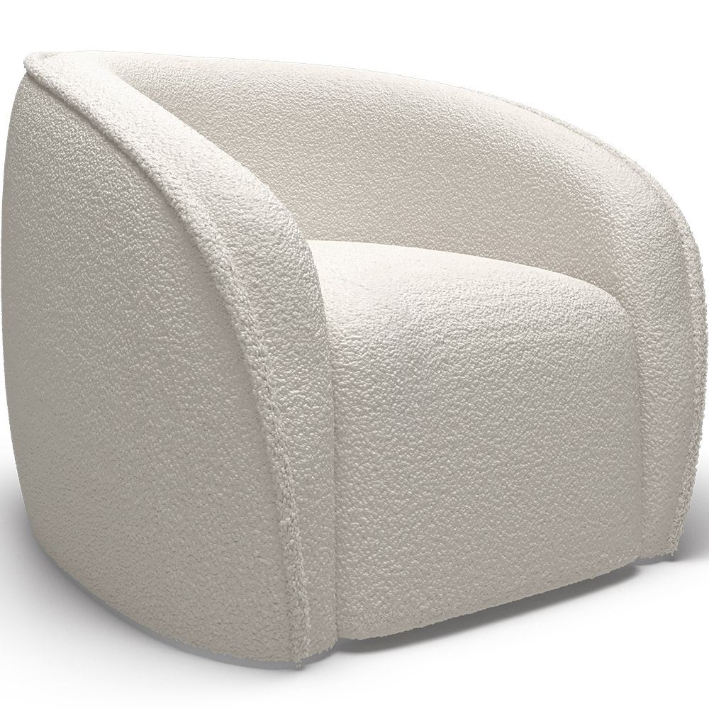  Buy White boucle armchair - upholstered - Recira White 60080 - in the UK