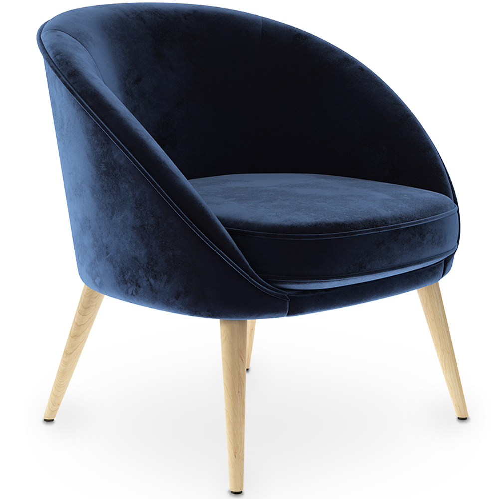  Buy Velvet upholstered accent chair with wooden legs - Oirna Dark blue 60077 - in the UK
