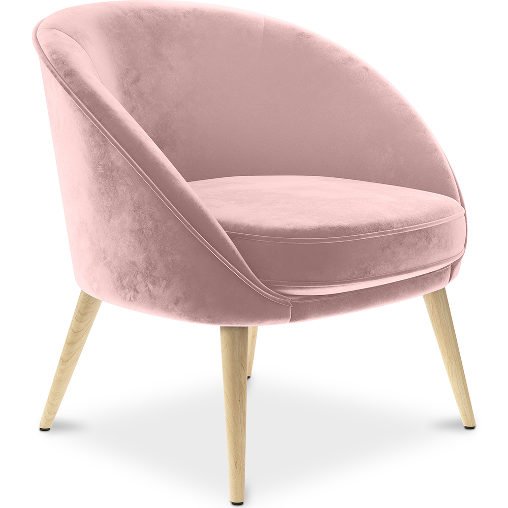  Buy Velvet upholstered accent chair with wooden legs - Oirna Light Pink 60077 - in the UK