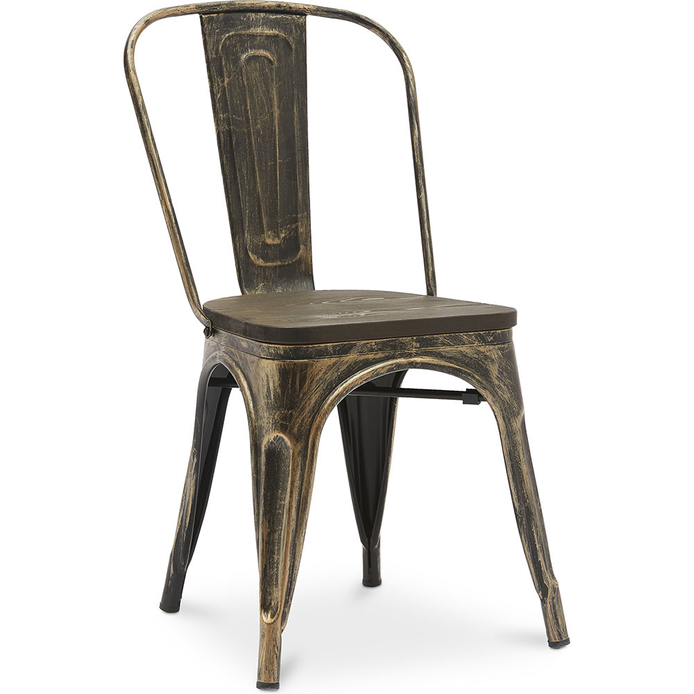  Buy Dining Chair Bistrot Metalix Industrial Metal and Dark Wood - New Edition Metallic bronze 60124 - in the UK