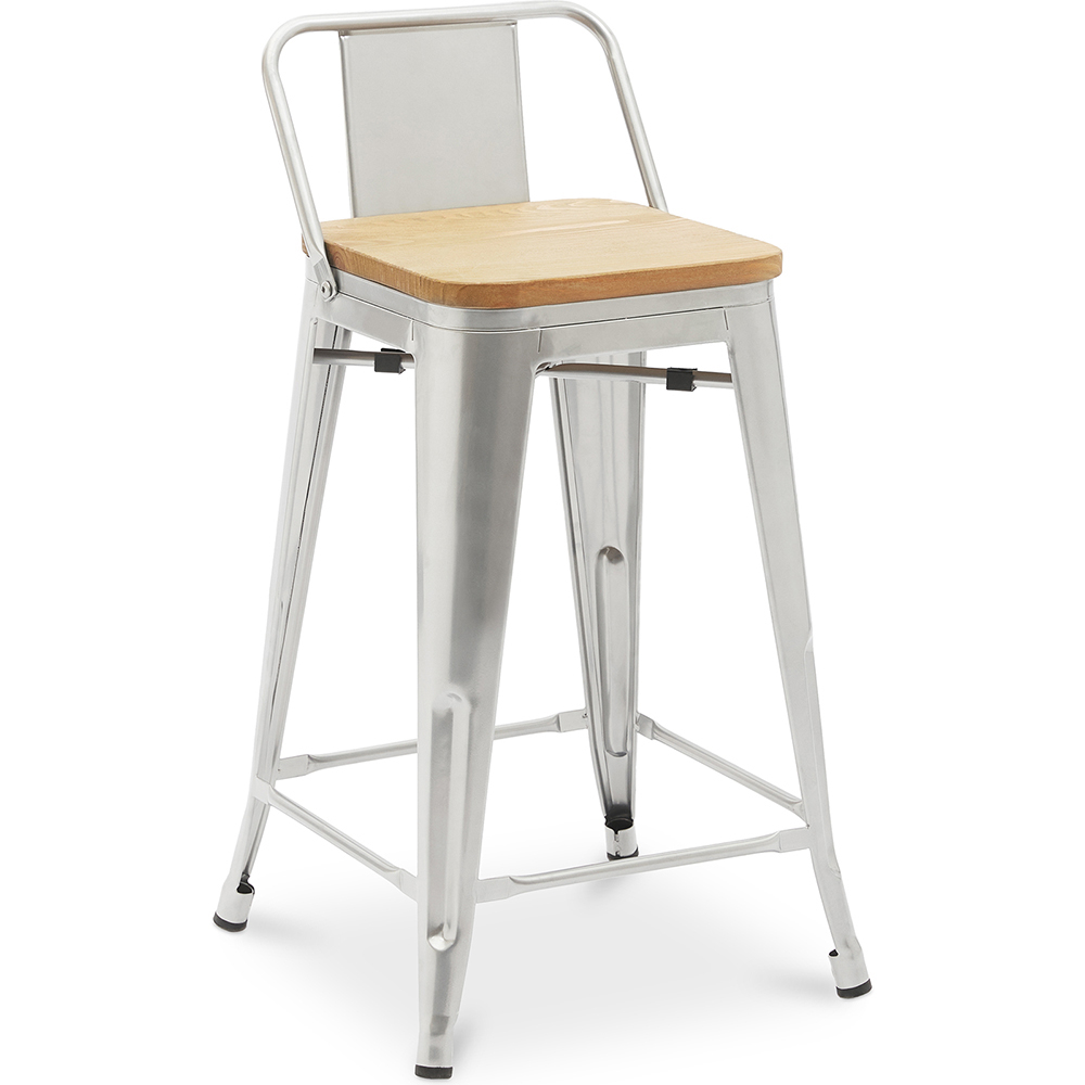  Buy Bar stool with small backrest  Bistrot Metalix industrial Metal and Light Wood - 60 cm - New Edition Steel 60125 - in the UK