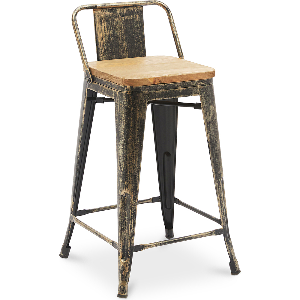  Buy Bar stool with small backrest  Bistrot Metalix industrial Metal and Light Wood - 60 cm - New Edition Metallic bronze 60125 - in the UK