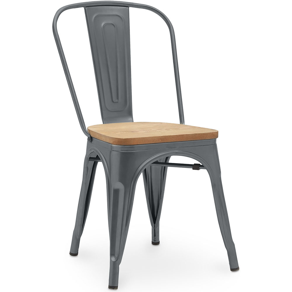  Buy Dining Chair Bistrot Metalix Industrial Metal and Light Wood - New Edition Dark grey 60123 - in the UK