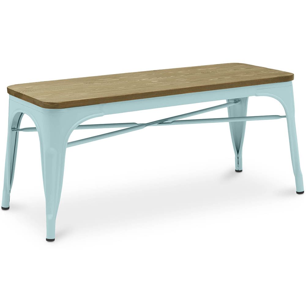 Buy Bench Bistrot Metalix Industrial Metal and Light Wood - New Edition Light blue 60131 - in the UK