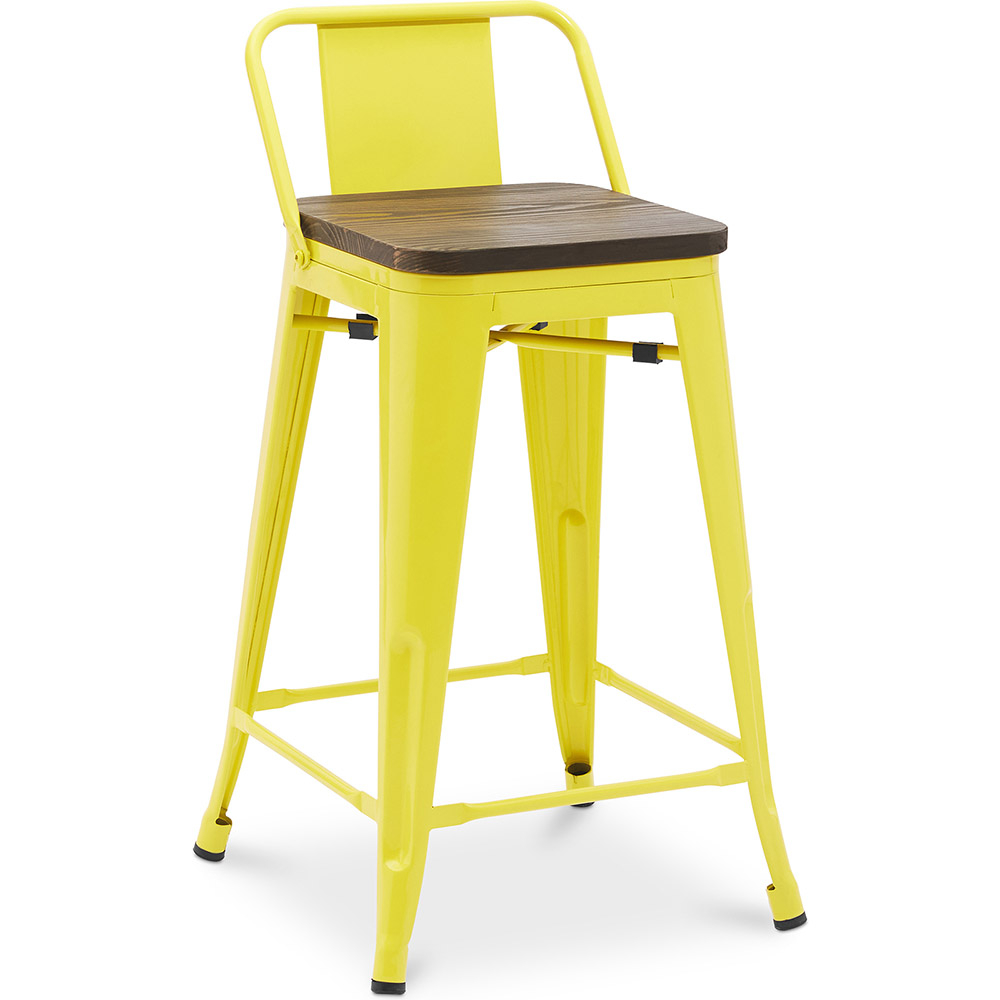  Buy Bar stool with small backrest  Bistrot Metalix industrial Metal and Dark Wood - 60 cm - New Edition Yellow 60133 - in the UK