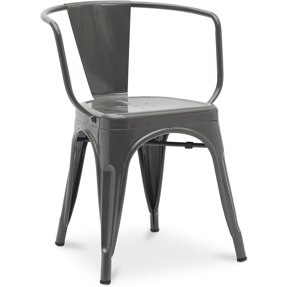  Buy Dining Chair with armrest Bistrot Metalix industrial Metal - New Edition Dark grey 60140 - in the UK