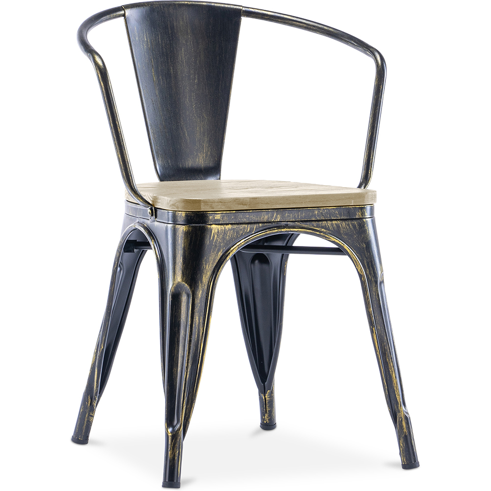  Buy Dining Chair with armrest Bistrot Metalix industrial Metal and Light Wood - New Edition Metallic bronze 60143 - in the UK